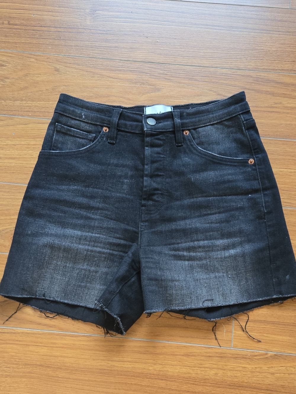 High-Rise Black Denim Cutoff Shorts